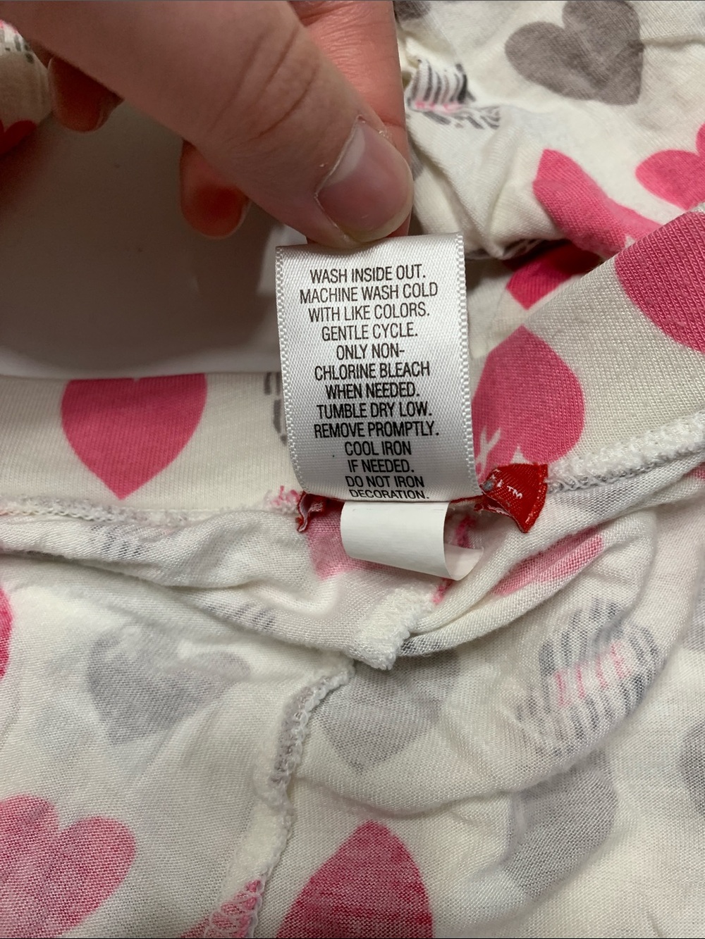 Elle White Pajama Pants with Pink & Gray Heart Print - Picture 7 of 7